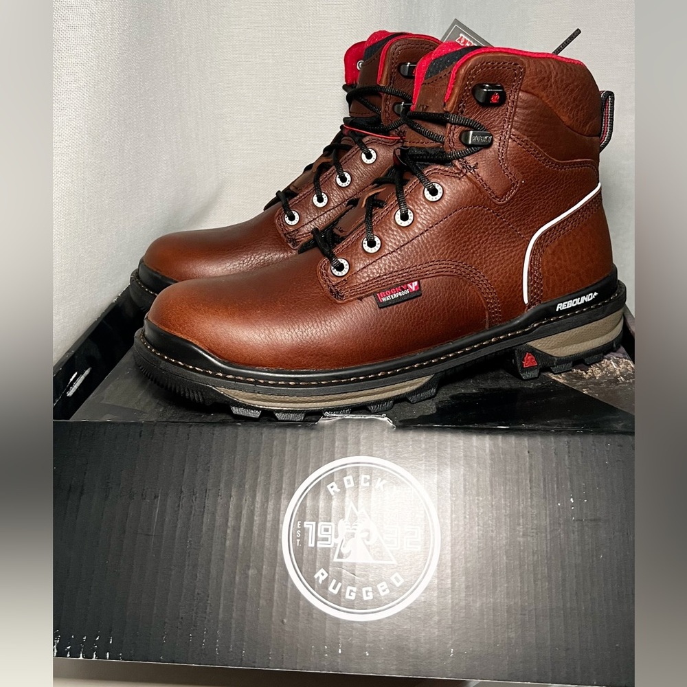 ROCKY RAMS HORN WATERPROOF WORK BOOT DARK BROWN SIZE 9.5 M